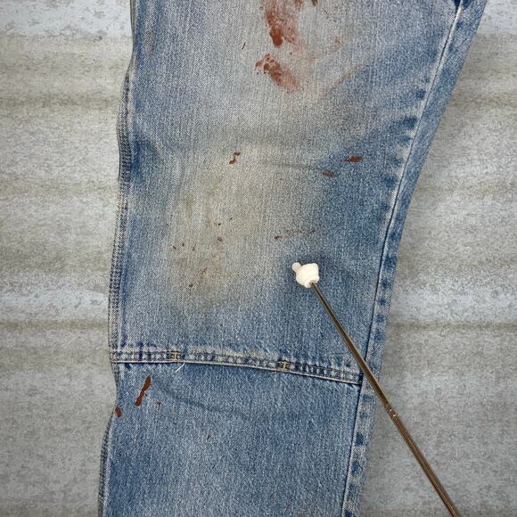 Vintage Dickies Carpenter Jeans Double Knees Baggy Wide Leg Light Wash Denim 90s - Picture 9 of 12